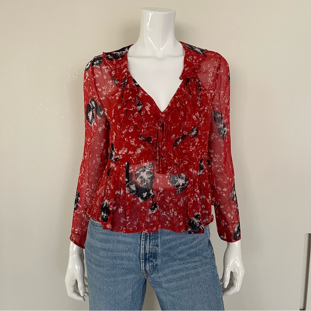 IRO Venecia printed ruffle blouse